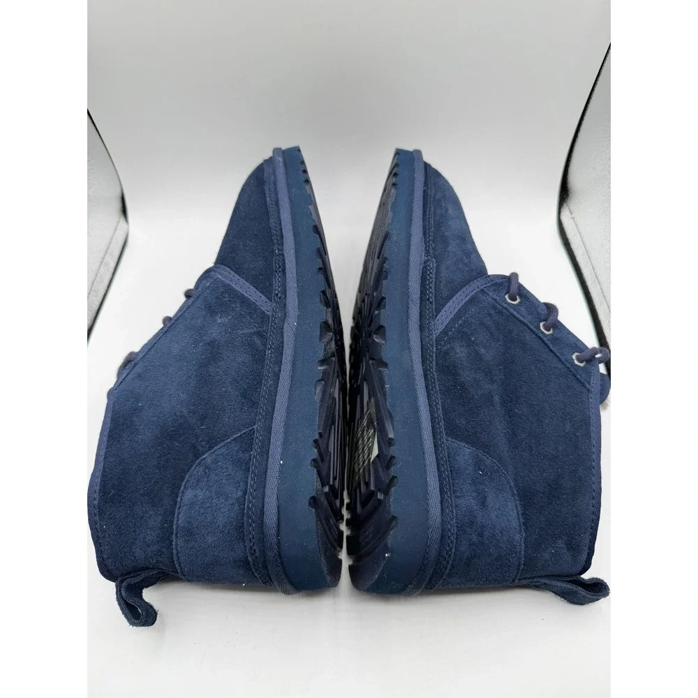 EUC UGG Neumel Shearling Winter Boots Navy Blue Lace Up‎ Chukka Size 12